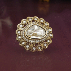 Teardrop Kundan Floral Ring