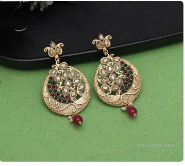 Gold Peacock Round Earrings