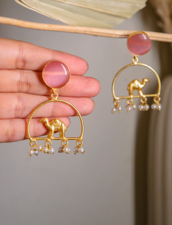 Golden Camel Drop Earrings - Image 2