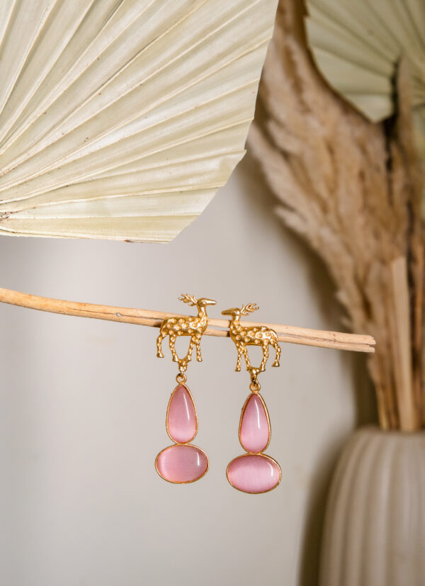Golden Deer Drop Earrings - Image 2