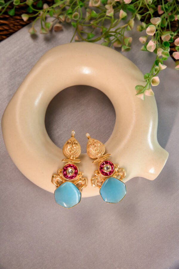 Royal Camel Blue Drop Earrings - Image 2