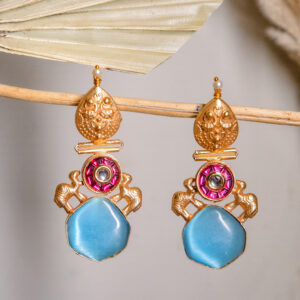 Royal Camel Blue Drop Earrings