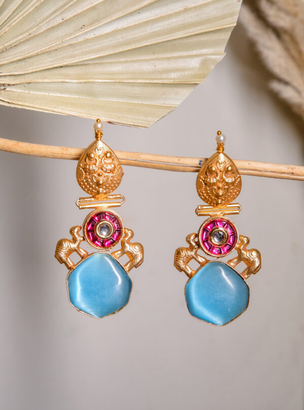 Royal Camel Blue Drop Earrings