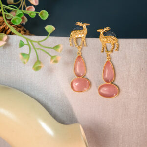 Golden Deer Drop Earrings