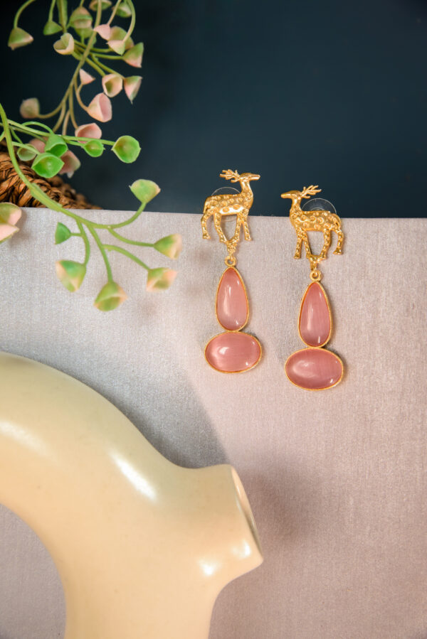 Golden Deer Drop Earrings
