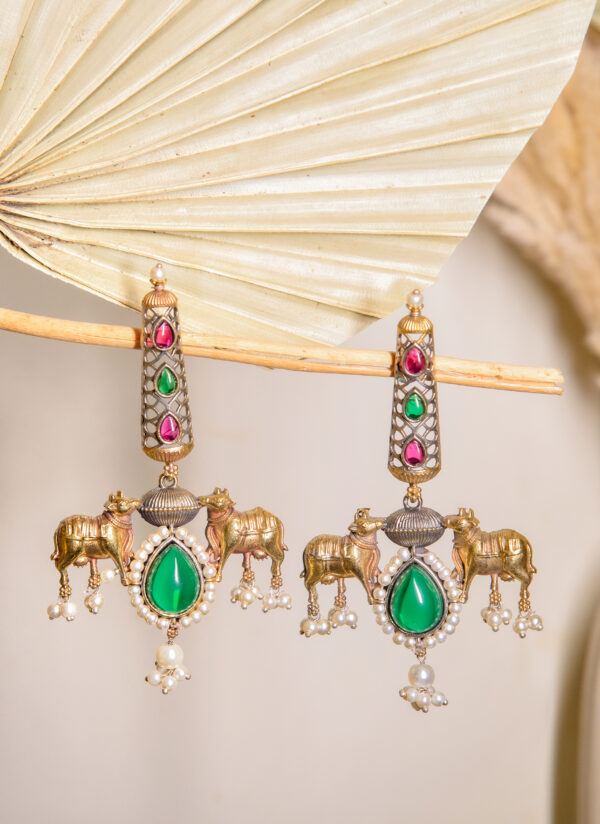 Pearl Drop Oxidized Earrings