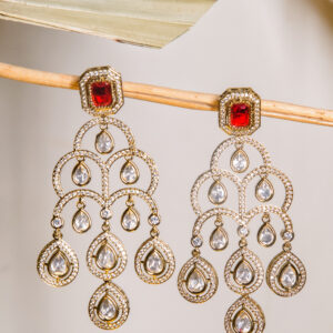 Red Stone Dangler Earrings