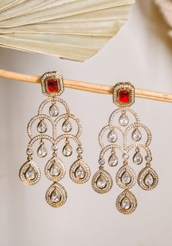 Red Stone Dangler Earrings