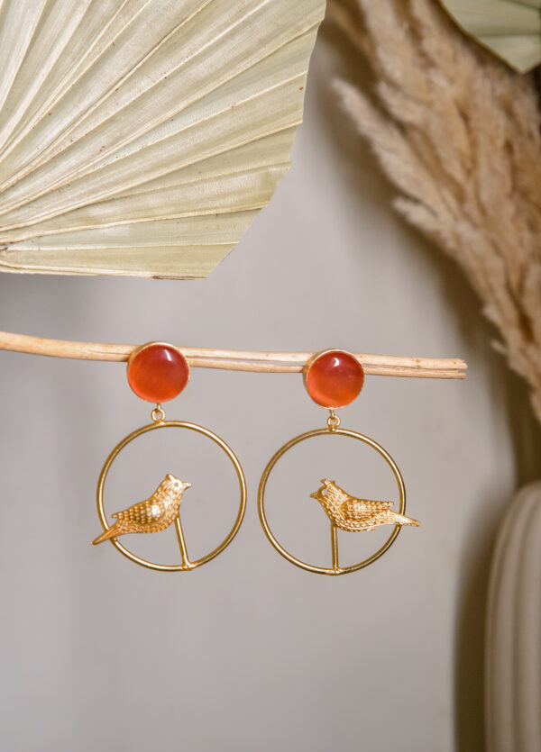 Golden Bird Hoop Earrings - Image 2