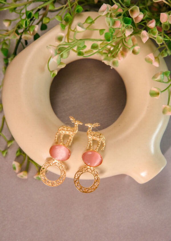 Golden Deer Charm Earrings