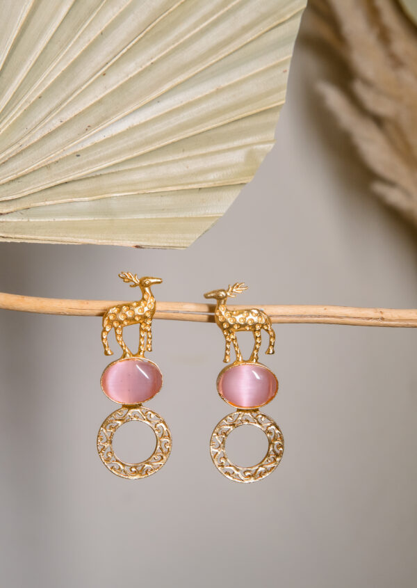 Golden Deer Charm Earrings - Image 4