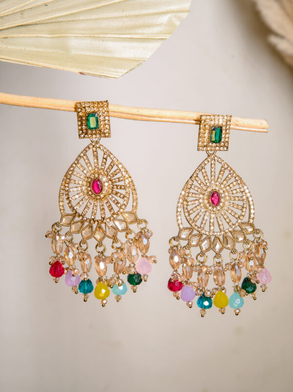 Multicolor Crystal Dangler Earrings - Image 2
