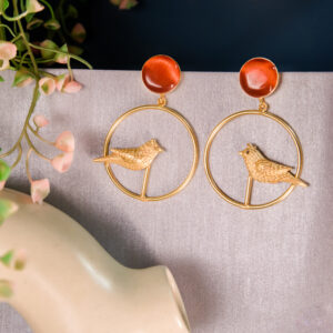 Golden Bird Hoop Earrings