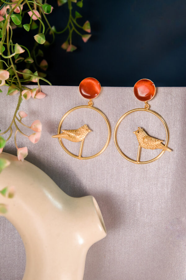 Golden Bird Hoop Earrings