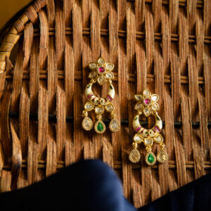 Kavya Floral Drop Kundan Earrings