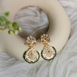 Rajsi Green Kundan Earrings