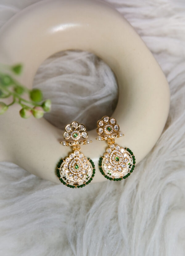 Rajsi Green Kundan Earrings
