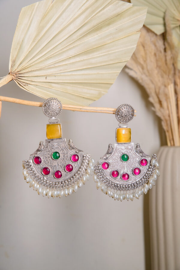 Peacock Garden Oxidized Earring - Image 2