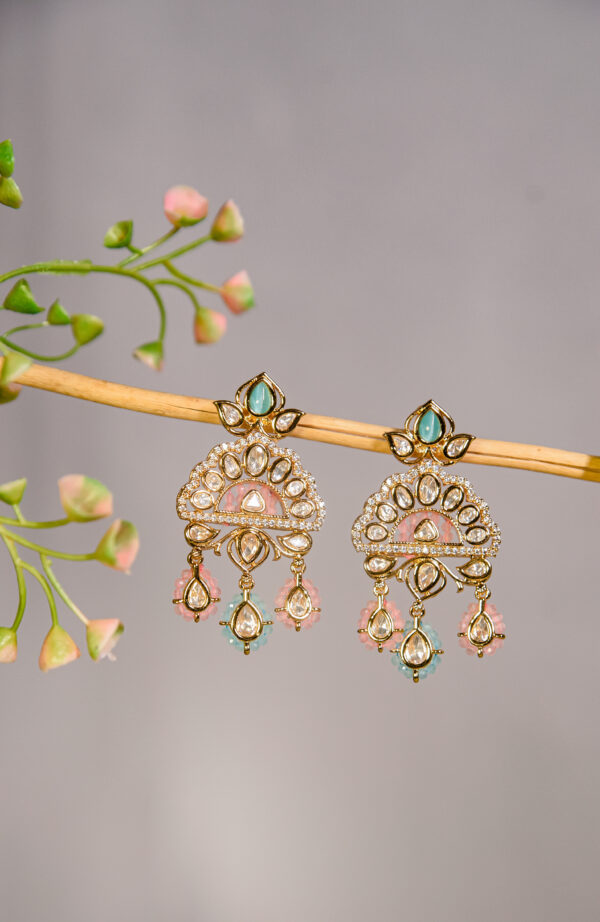 Pastel Blue & Pink Drop Earrings - Image 2