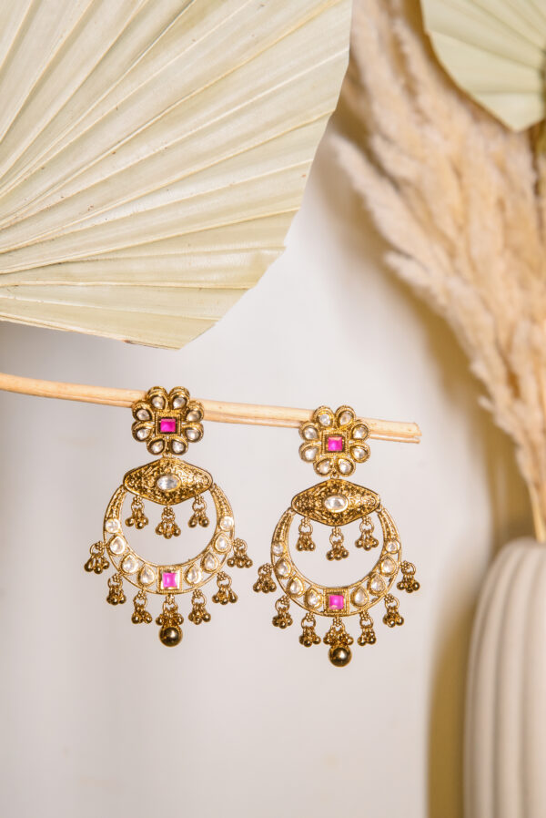 Antique Gold Chandbali Earrings - Image 2