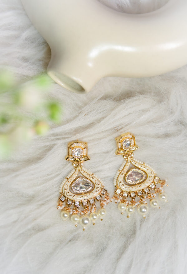 Cream and Gold Pearl Earrings
