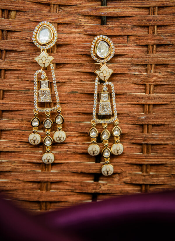 Aarvi Long Kundan Drop Earrings