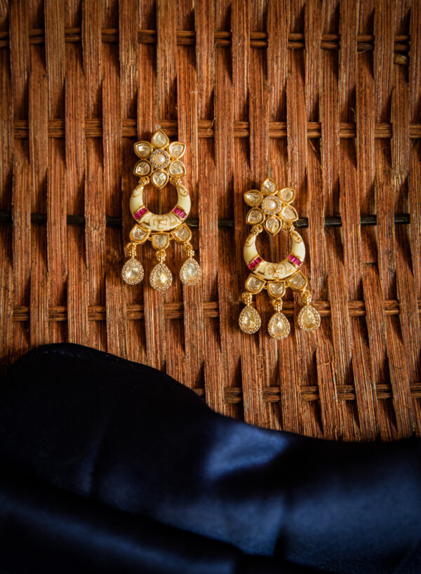 Floral Kundan Drop Earrings