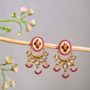 Gulnaaz Pink Kundan Earrings
