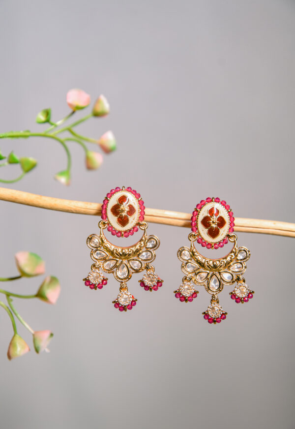 Gulnaaz Pink Kundan Earrings
