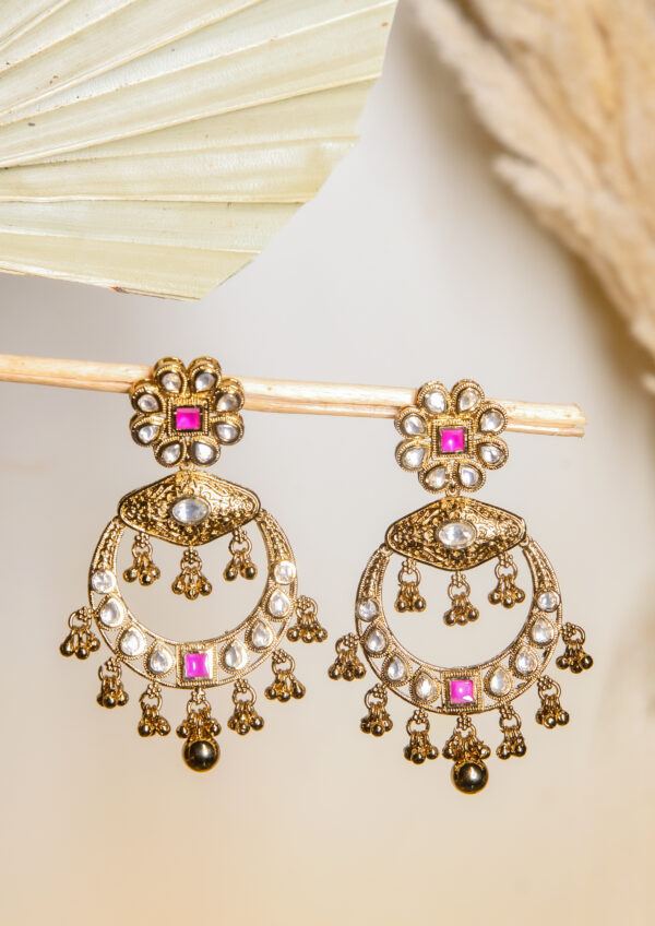 Antique Gold Chandbali Earrings
