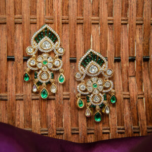 Meher Green Stone Kundan Earrings