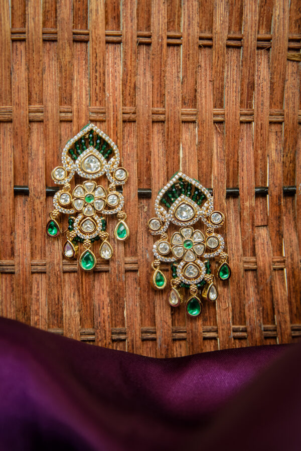 Meher Green Stone Kundan Earrings