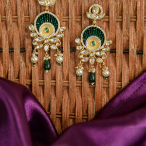 Peacock Charm Green Kundan Earrings