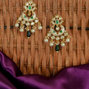 Devanshi Green Pearl Kundan Earrings