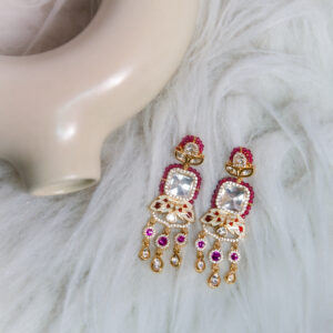 Ruhani Pink Stone Drop Earrings