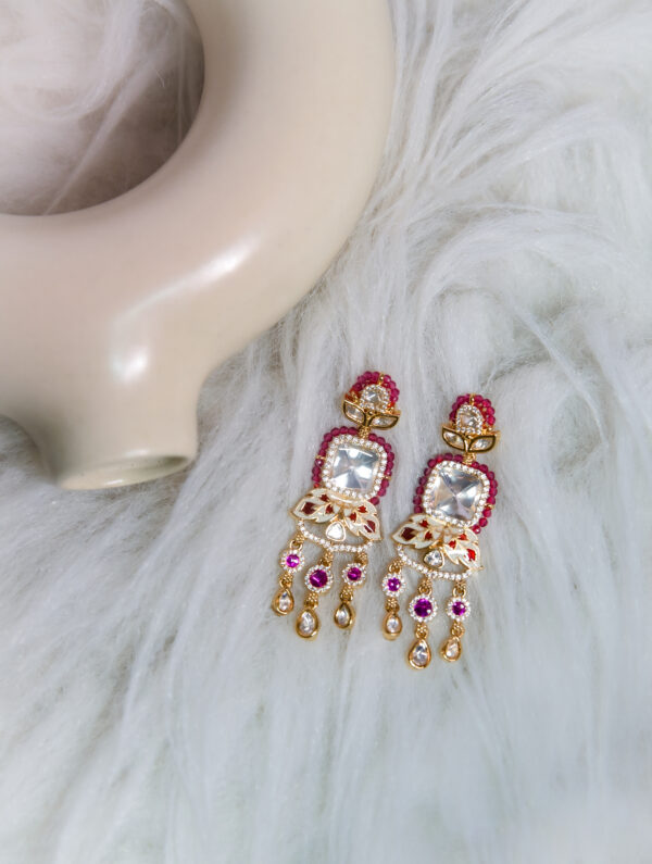 Ruhani Pink Stone Drop Earrings
