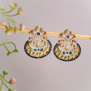 Neelkamal Blue Meenakari Kundan Earrings