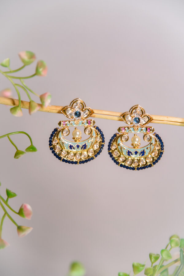 Neelkamal Blue Meenakari Kundan Earrings